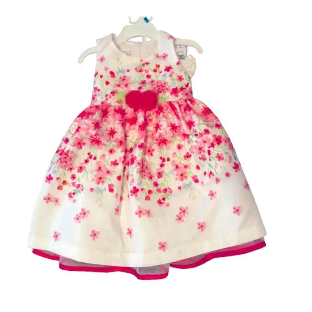 NEW Bonnie Jean Floral Party Dress with Bloomers White Pink Girls Size 2T NWT